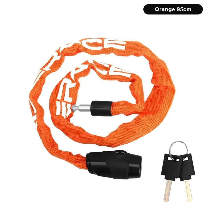 Bicycle Chain Lock Portable Anti-Theft High Security MTB Mountain Bike Lock with 2 Keys for Scooter Electric E-Bike