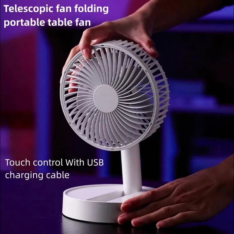 USB Foldable Fan with 4 Speeds ＆ Timing,Battery Operated Mini Fan for Bedroom, Indoor or Outdoor,Table Fan