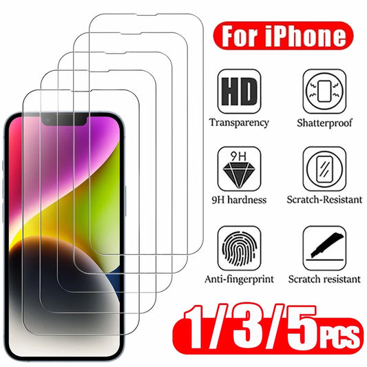 1~5PCS HD Tempered Glass for Iphone 18 16 17 Pro Max 17E 16E 15 14 13 12 Screen Protector Film for Iphone 11 13 Mini Glass