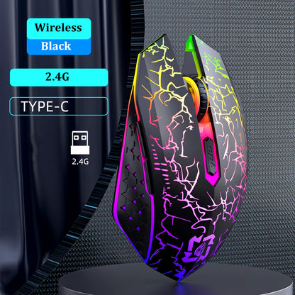 RGB Gaming Mouse Bluetooth Mouse 2.4G Wireless Mouse Ergonomic 1600DPI 6 Mute Buttons Mouse for Macbook Tablet Laptops Computer
