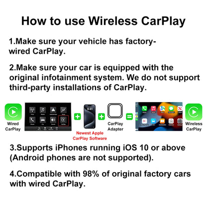 2026 Wireless Carplay Adapter 2-In-1 Wired to Wireless Dongle for Apple & Android Phone Plug and Play Universal Car Accessory