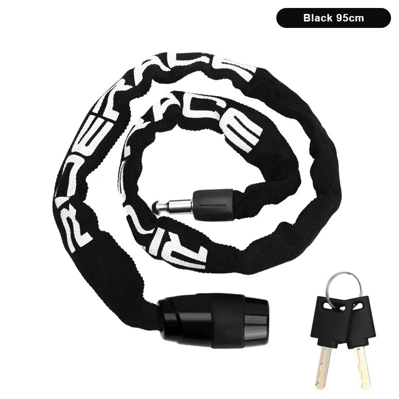 Bicycle Chain Lock Portable Anti-Theft High Security MTB Mountain Bike Lock with 2 Keys for Scooter Electric E-Bike