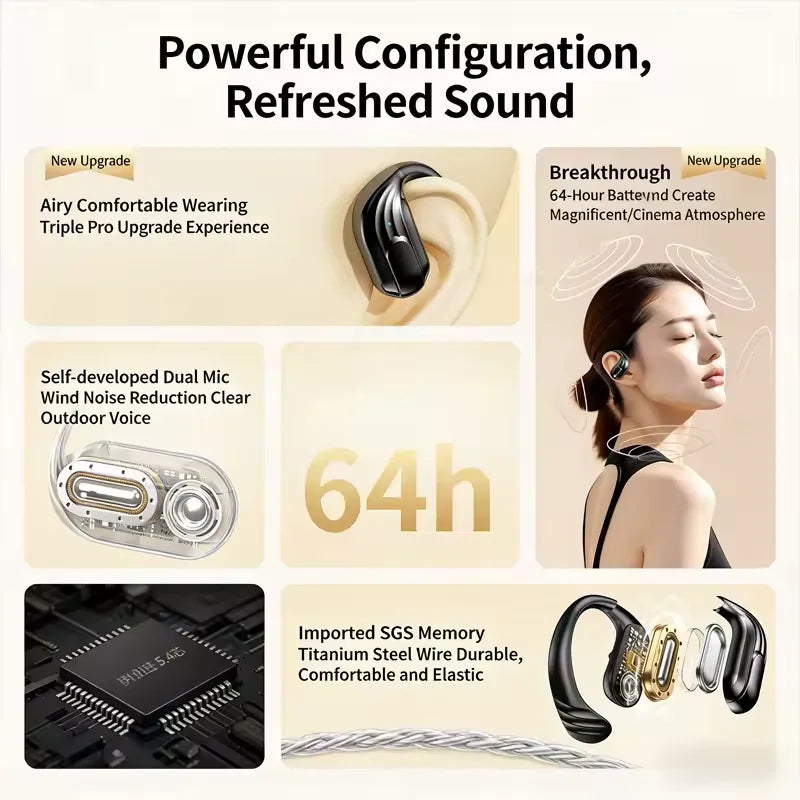 Wireless Bluetooth 5.3 Earbuds LED Runing Earphones Display Sports Earhook Headphones Deep Bass Hifi Stereo Noise Cancelling New