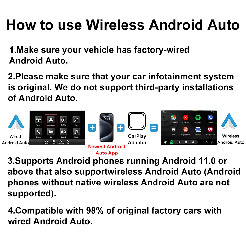 2026 Wireless Carplay Adapter 2-In-1 Wired to Wireless Dongle for Apple & Android Phone Plug and Play Universal Car Accessory