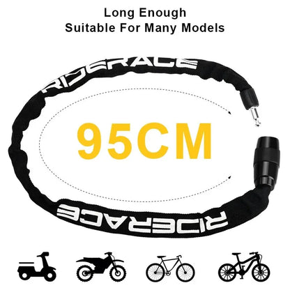 Bicycle Chain Lock Portable Anti-Theft High Security MTB Mountain Bike Lock with 2 Keys for Scooter Electric E-Bike