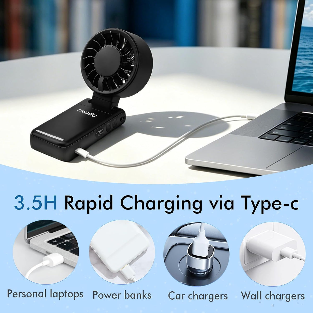 Portable Handheld Turbo Fan 5 Speed Personal Fan