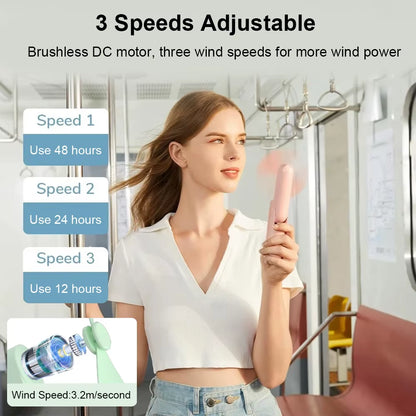 Portable Fan 2000Mah USB Rechargeable 3 Speed Mini Handheld Foldable Fan Hand Held Small Pocket Travel Fan with Handy Power Bank