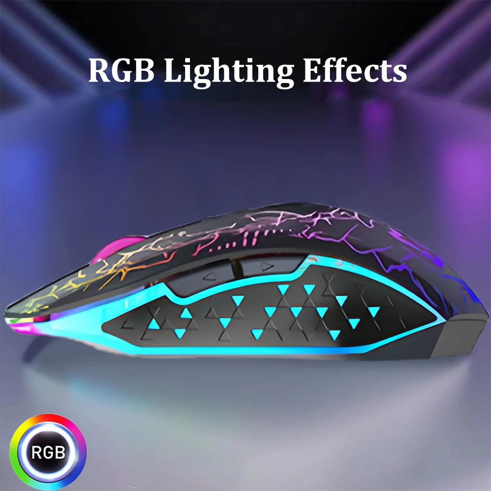 RGB Gaming Mouse Bluetooth Mouse 2.4G Wireless Mouse Ergonomic 1600DPI 6 Mute Buttons Mouse for Macbook Tablet Laptops Computer