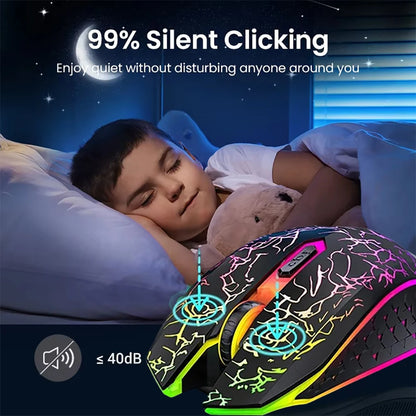 RGB Gaming Mouse Bluetooth Mouse 2.4G Wireless Mouse Ergonomic 1600DPI 6 Mute Buttons Mouse for Macbook Tablet Laptops Computer