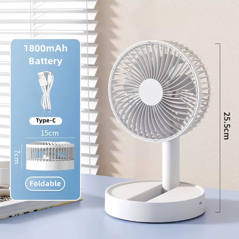 USB Foldable Fan with 4 Speeds ＆ Timing,Battery Operated Mini Fan for Bedroom, Indoor or Outdoor,Table Fan